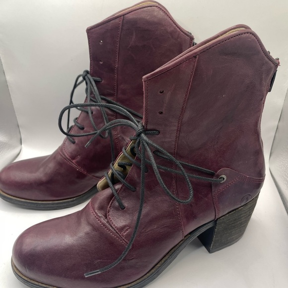 Casta dark Red burgundy Lace up calie heeled boot - Picture 3 of 11
